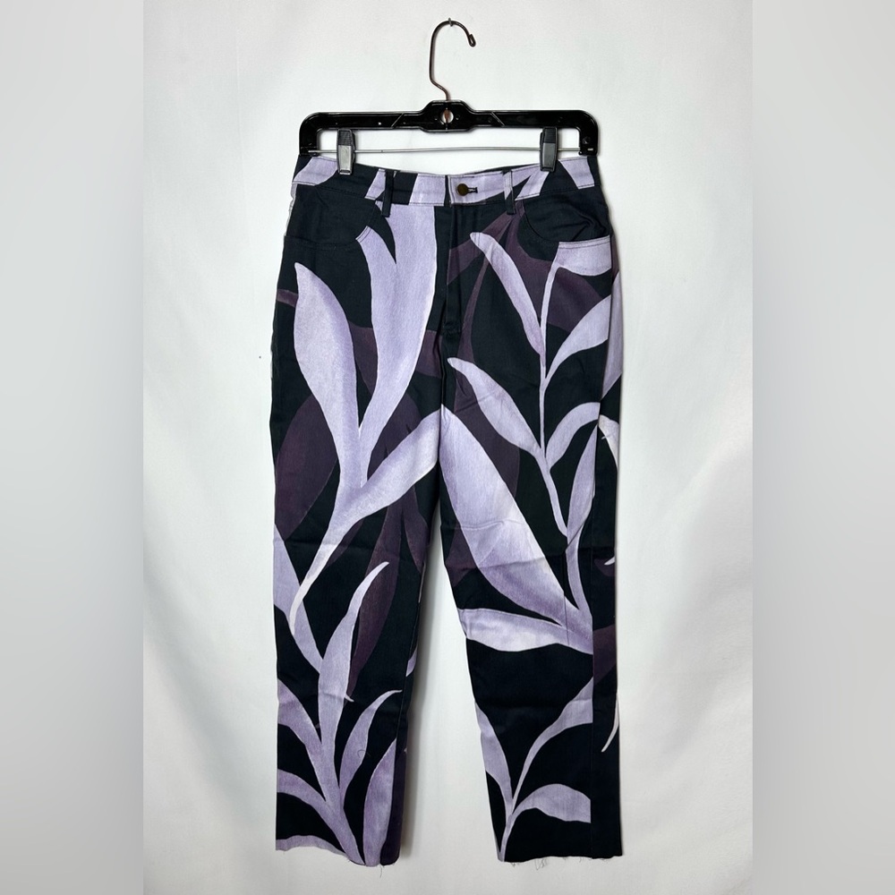 NWT The Kit Jeans Pants Foliage Floral Black & Purple Size 30